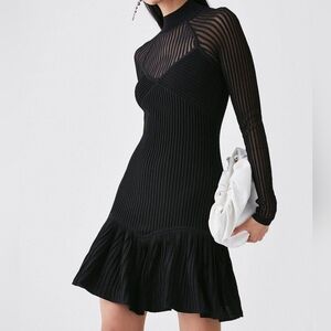 KAREN MILLEN Knit Long Sleeve Mini Dress